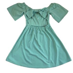 Asos Aqua coquette fit and flare babydoll mini dress with bow and open back 6